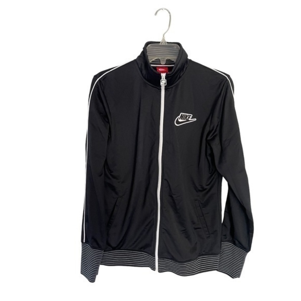 NIKE retro black long sleeve mock neck track jacket size large